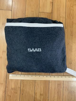 Saab Gray / Cream Warm Fleece Throw Blanket - Rare 2005 Automotive Collectible