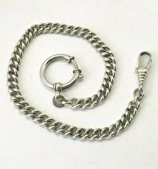 1980s Vintage Sterling Silver Pocket Watch Chain With Bold Clasp Rare 925