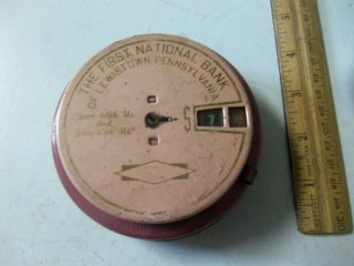 Rare Pink Vintage Add A Coin Bank - Lewistown Pa First National Bank Patent 1942