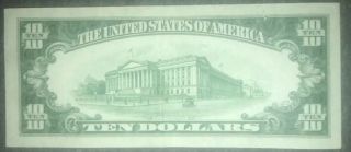 RARE 1934 C $10 Dollar Bill Silver Certificate Blue Seal ALMOST UNCIRCULATED 2
