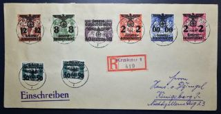 GERMANY in occupied POLAND 1940 Cpl Prov Set on RARE Reg Covers to.  LOOK,  Polska 3