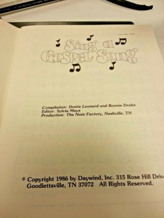 SING A GOSPEL SONG VOL 1 VTG Rare Song book Sheet music 1986 3