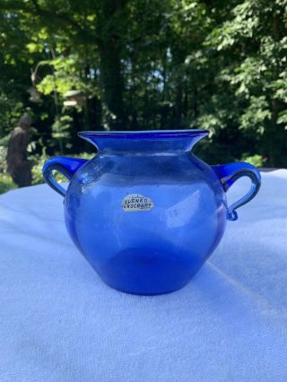 Vintage Blenko Glass Vase Unique Rare