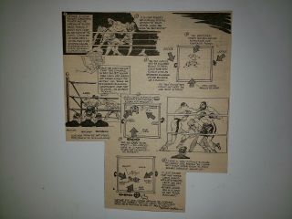 Joe Louis Jersey Joe Walcott Boxing Fight Match 1948 Sketch Cartoon Rare