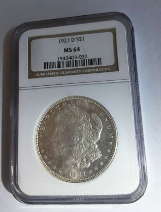 1921 D Morgan Silver Dollar Ms64 Ngc Denver Last Year Rare Coin