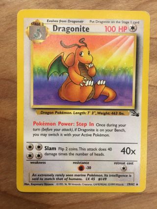 Dragonite Fossil Pokemon Card Nm Near Rare