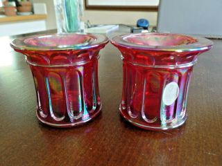 Rare Set Fenton Red Carnival Art Glass Votives Candle Holders Special Order