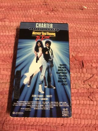 Never Too Young To Die Vhs Extremely Rare Gene Simmons Action Oop Htf Horror