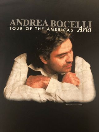 Vintage 1998 Andrea Bocelli Aria Tour Of The Americas Rare Concert Shirt L