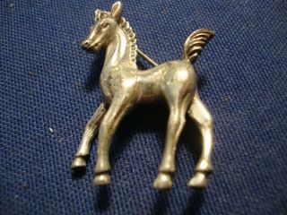 Grandmas Rare Horse Old Pawn 925 Sterling Silver Brooch