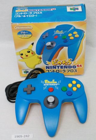 N64 Controller Pikachu Blue Yellow Box Boxed Rare Japan