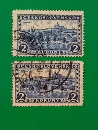 2 1926 Czechoslovakia Stamps Koruny 2krowns Hradcany Prague Ceskoslovensko Rare