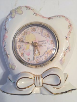 Precious Moments " Someone To Watch Over Me " Heart Shape Clock Exc.  Cond.  Rare