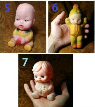 Set Of 3 Vintage Rare Russian Rubber Toys - Childrens Kids - Ussr Doll