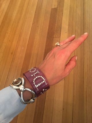 Dior Couture Swarovski Crystal Perspex Lucite Cuff Bracelet Purple Rare