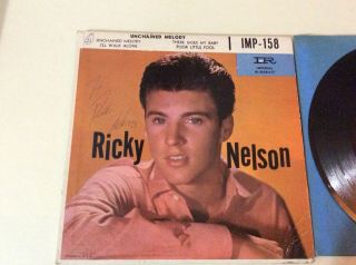 Signed Ricky Rick Nelson Autographed Unchained Melody Poor Little Fool Rare Lp