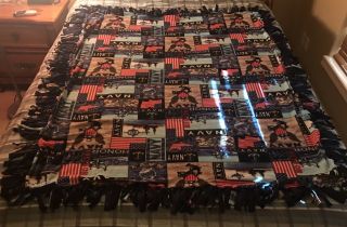 Rare Us Navy United States Navy Handmade Fleece Tie Blanket | Large 45 " X 59 "