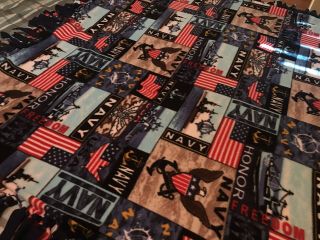 RARE US NAVY United States NAVY Handmade Fleece Tie BLANKET | LARGE 45 