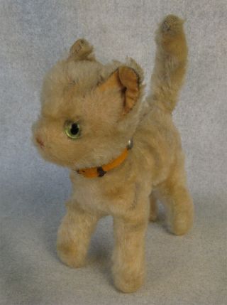 Rare Vintage Standing Mohair Cat Steiff Tabby German Schuco Bing Hermann Collar