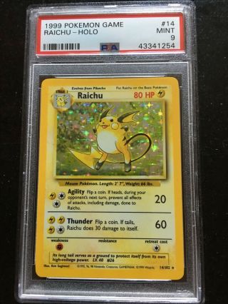 Psa 9 - Raichu 14/102 - Base Set Holo Rare - Pokemon Card