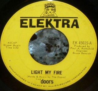 Cool Doors " Elektra Girl " Light My Fire: Rare Canadian Label 1967 45