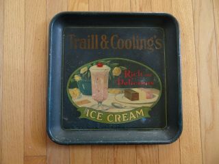 Rare 1925 Trail & Coolings Ice Cream Advertising Serving Tray American Art