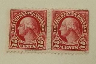 Rare Usa George Washington 2¢ Cent Red Stamp (block Of 2) - Lightly Hinged