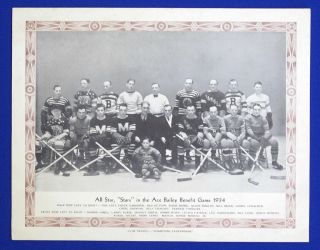 Rare All - Star (ace Bailey Benefit Game) 1933 - 34 Ccm Brown Border 8x10 Team Photo