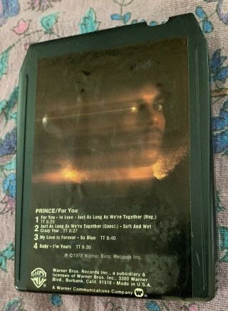 Prince - For You 8 Track - Rare 8 Track w/ Sleeve - Warner Bros.  1978 3