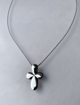 James Avery Rare Sterling Silver Puffy Cross Pendant On 18.  5 " James Avery Chain