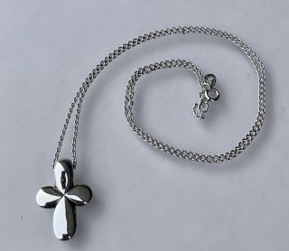 James Avery Rare Sterling Silver Puffy Cross Pendant on 18.  5 