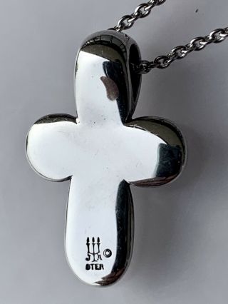 James Avery Rare Sterling Silver Puffy Cross Pendant on 18.  5 