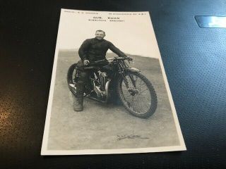 Wimbledon Dons - Gus Kuhn - - - Rare - - - Pre War - - - Speedway Postcard - -
