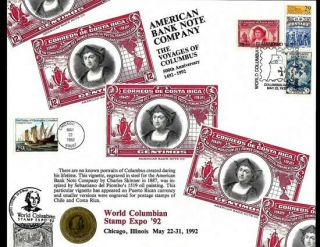 Rare So88 Abnc Wcse World Columbian Stamp Expo Costa Rica Columbus Souvenir Card