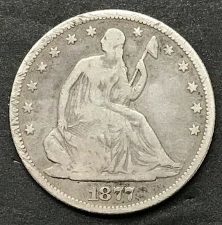1877 Liberty Seated Half Dollar Micro - S Rare Coin Ungraded