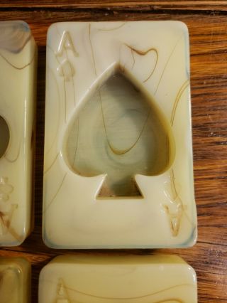 Vintage Rare AKRO AGATE SET OF 4 ACES ASHTRAYS CARD PLAYING SET MAN CAVE MUST 4