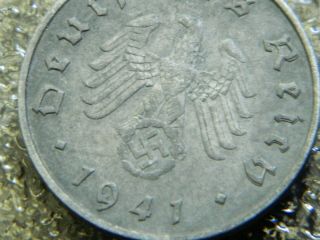 Rare Old Antique 1941 Ww2 Wwii Military Nazi Germany War Eagle Swastika Coin