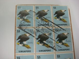 Singapore 1962 $5 Eagle Stamps Block Set,  Parcel Chops,  Rare