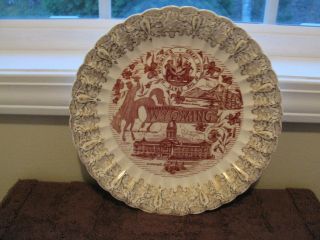 Vintage Wyoming Collectors Plate With Great Seal Of The State Rare