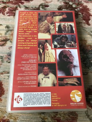 Goremet Zombie Chef From Hell VHS rare horror zombies Gore - Met Midnite PAL 2