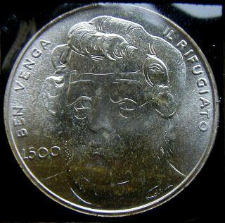 1982 San Marino Italy Rare Silver Coin 500£ Garibaldi Unc Perfect Plastic Box