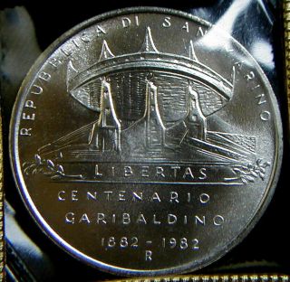 1982 SAN MARINO Italy rare silver coin 500£ GARIBALDI UNC PERFECT plastic box 2