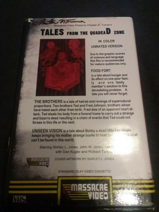 Tales from the Quadead Zone RARE Chester Turner Big Box VHS SIGNED Massacre Vid 2