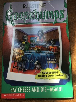 Goosebumps Say Cheese And Die Again Book With Trading Cards Inside Rare Rl Stine