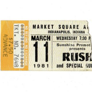Rush & Max Webster Concert Ticket Stub Indianapolis 3/11/81 Moving Pictures Rare