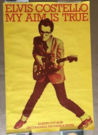 1977 Promo Poster Elvis Costello My Aim Is True Barney Bubbles - Rare
