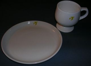 Northeast Airlines Yellow Bird Plate And Footed Coffee Cup Vintage Rare