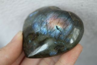 117g Rare Natural Pretty Labradorite Quartz Crystal Heart Healing Light