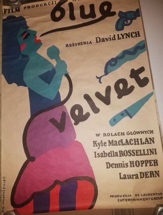 Blue Velvet - Rare Polish Movie Poster 27 " X 38 " - David Lynch