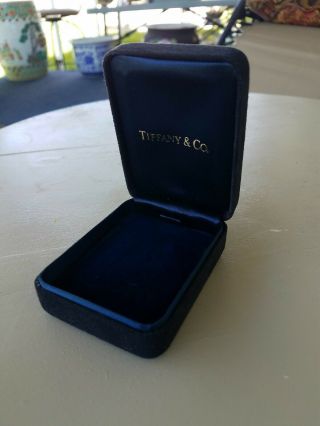 Vintage Authentic Tiffany & Co Presentation Box Black Blue Suede Velvet Rare